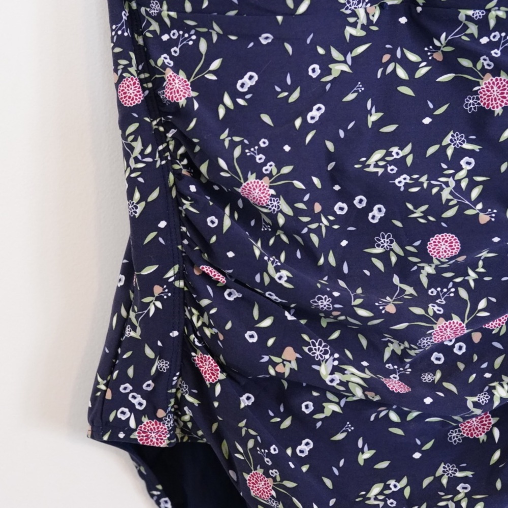 ONSHORE NAVY BLUE FLORAL ONE PIECE RUCHED SWIMSUIT - Picture 2 of 6